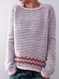 Svanhildr | Damen Rundhals Strickpullover mit Streifen