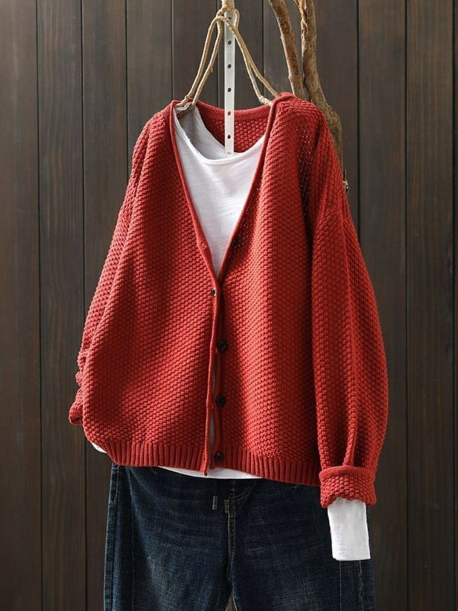 Thordula | Oversized Damen Strickjacke mit V-Ausschnitt