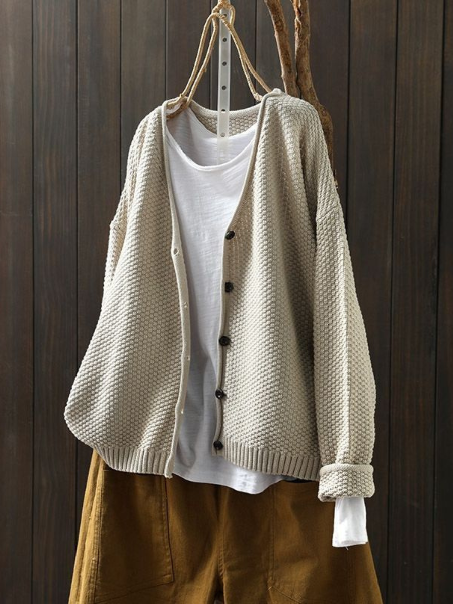 Thordula | Oversized Damen Strickjacke mit V-Ausschnitt