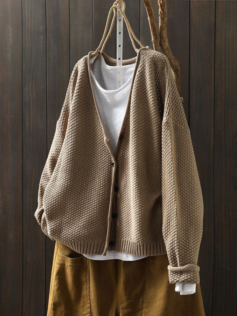 Thordula | Oversized Damen Strickjacke mit V-Ausschnitt