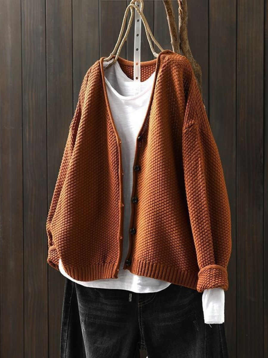 Thordula | Oversized Damen Strickjacke mit V-Ausschnitt