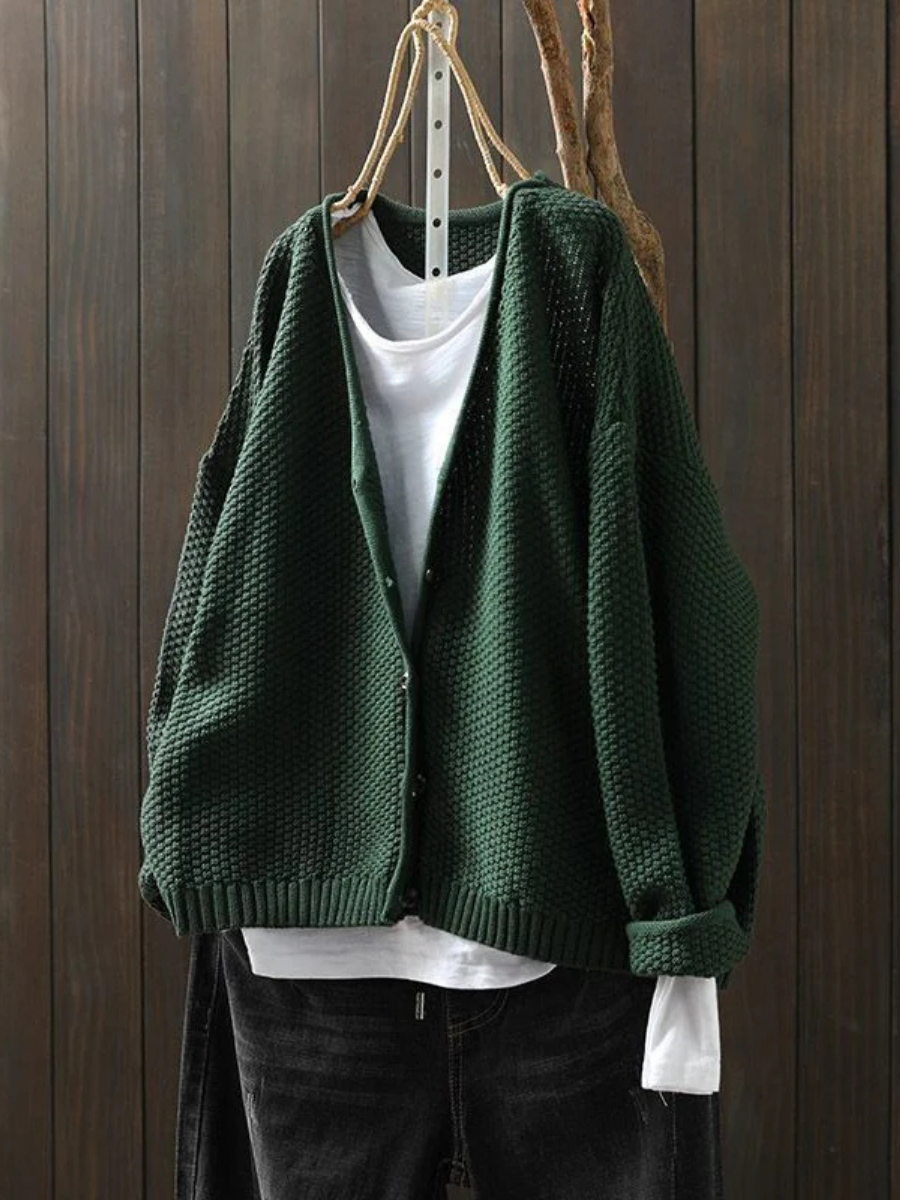 Thordula | Oversized Damen Strickjacke mit V-Ausschnitt