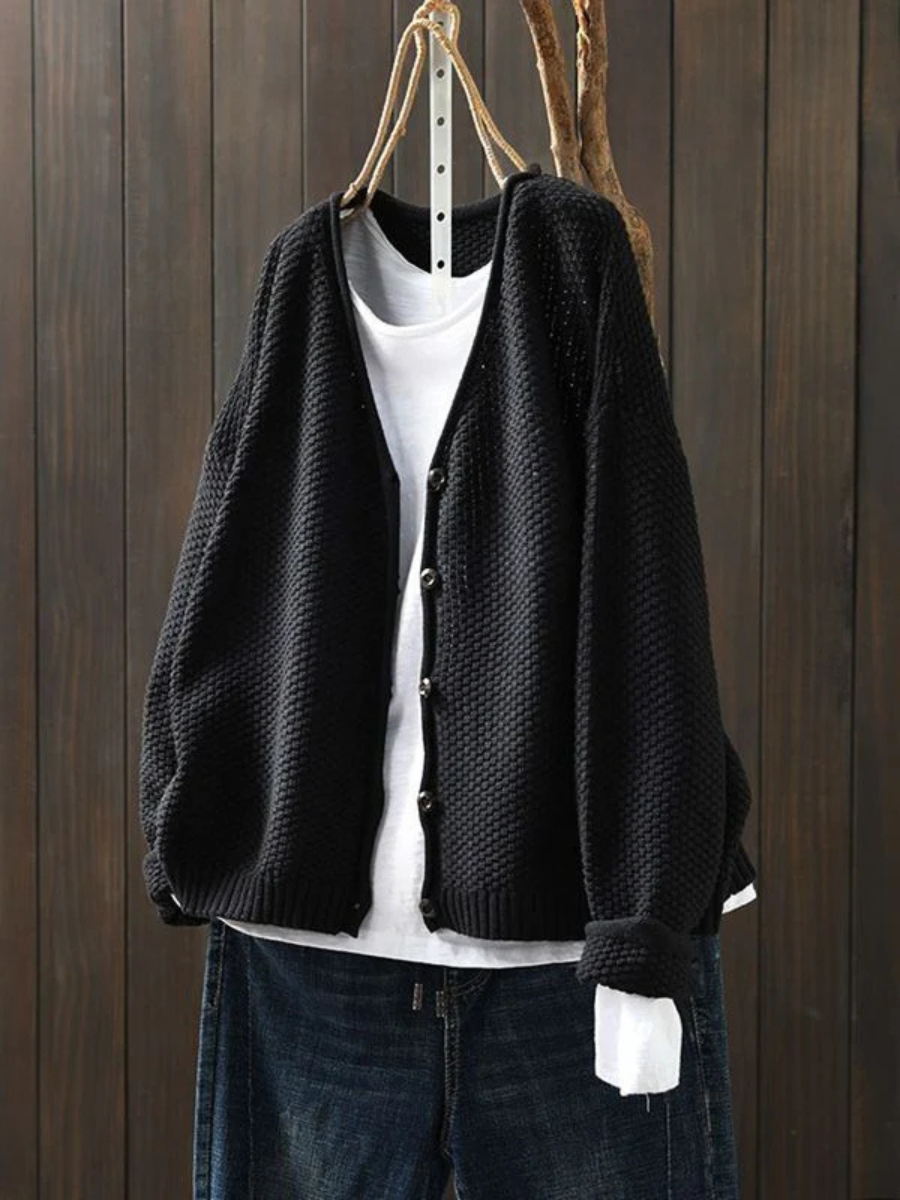 Thordula | Oversized Damen Strickjacke mit V-Ausschnitt