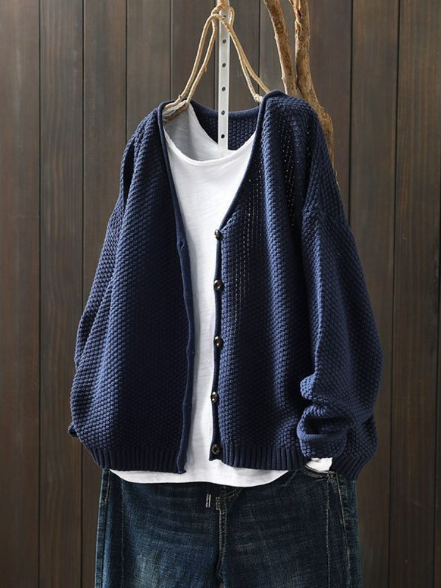 Thordula | Oversized Damen Strickjacke mit V-Ausschnitt