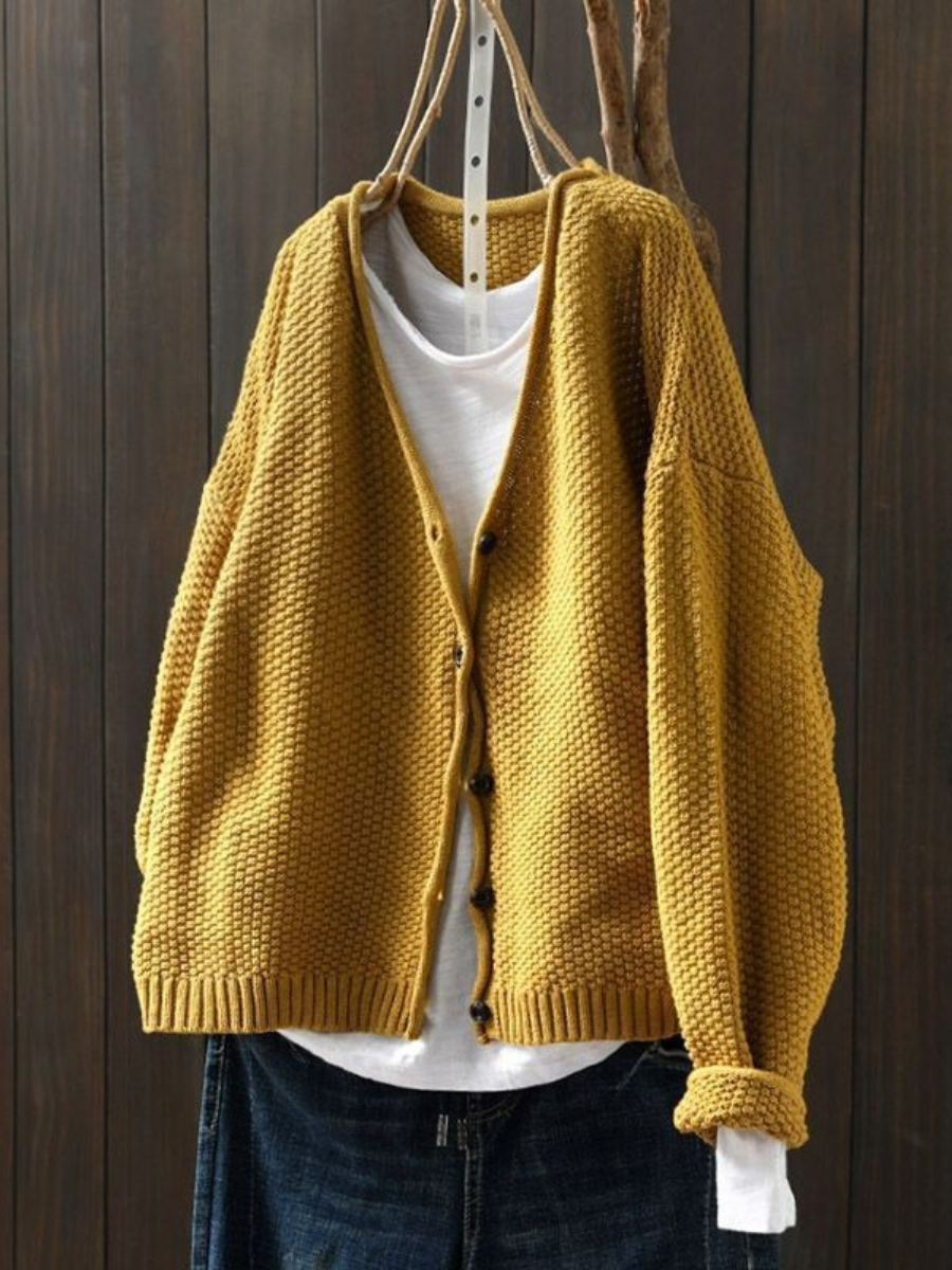 Thordula | Oversized Damen Strickjacke mit V-Ausschnitt