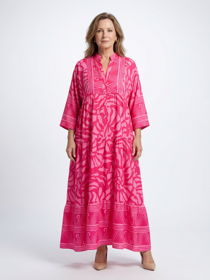 Marielle - Knopf-Front Midi-Kleid