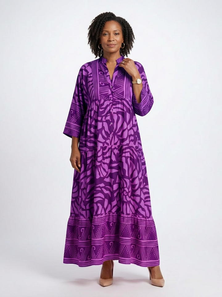 Marielle - Knopf-Front Midi-Kleid