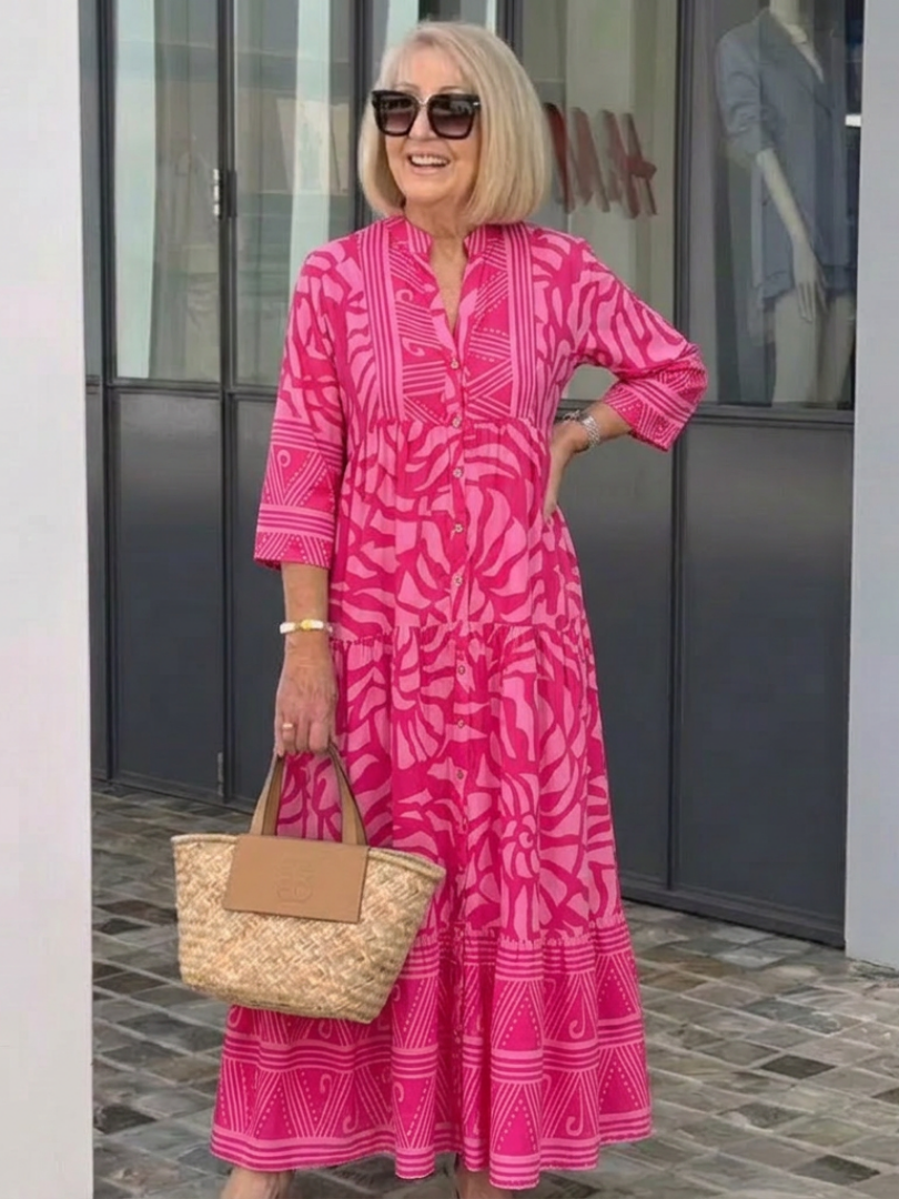 Marielle - Knopf-Front Midi-Kleid