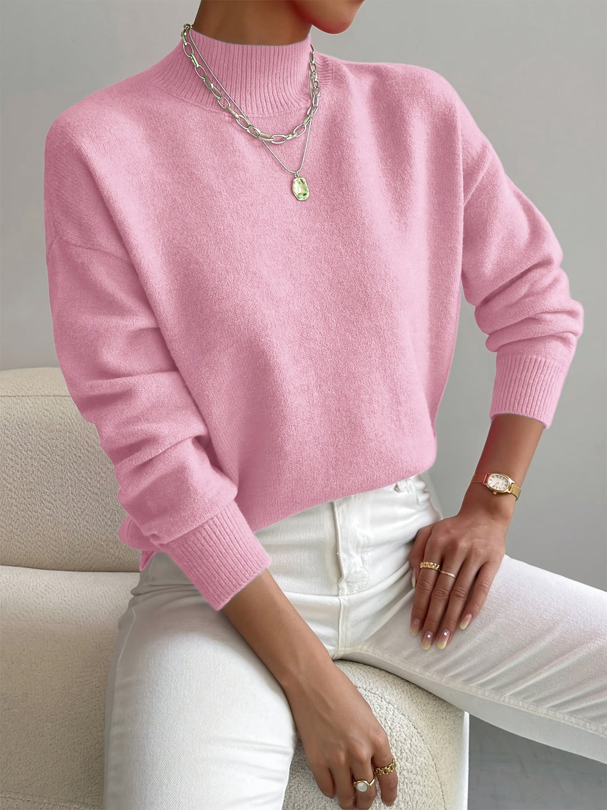 Valdborg | Damen Pullover mit Stehkragen aus Strick