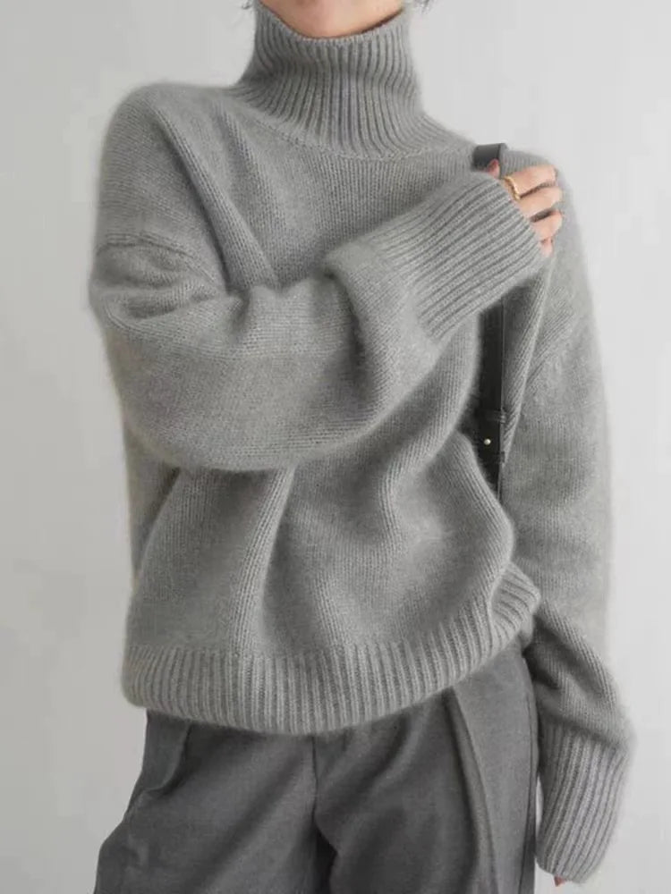 Valdmara | Damen Oversized Rollkragen-Strickpullover