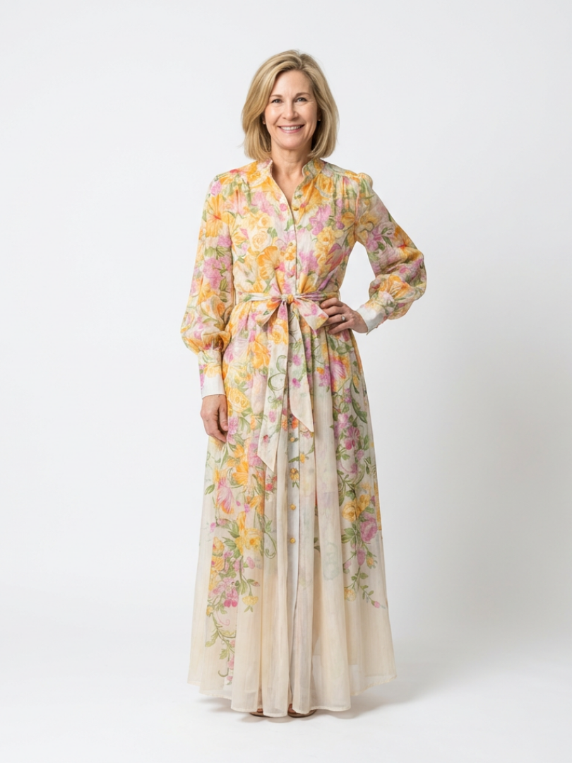 Cressida - Florales Maxikleid mit langen Ärmeln