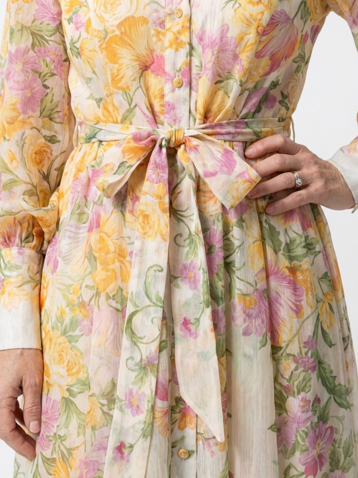 Cressida - Florales Maxikleid mit langen Ärmeln