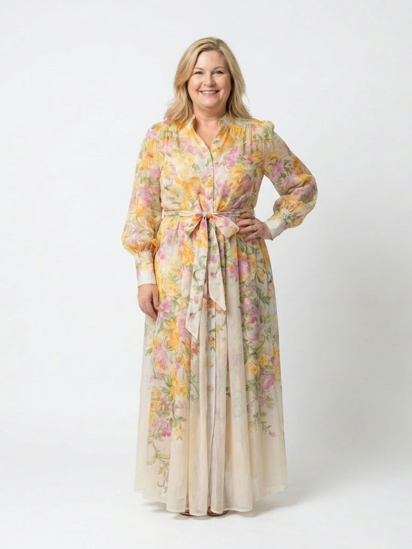 Cressida - Florales Maxikleid mit langen Ärmeln