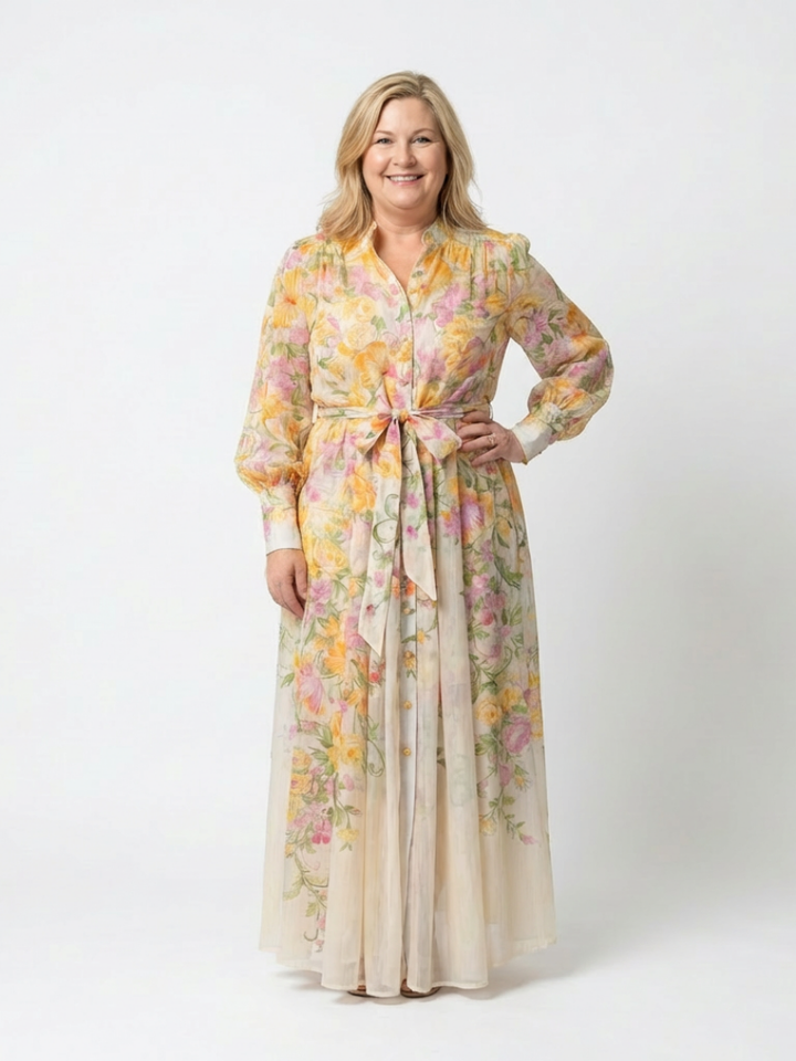 Cressida - Florales Maxikleid mit langen Ärmeln