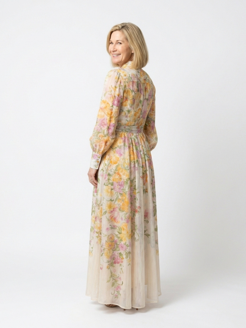Cressida - Florales Maxikleid mit langen Ärmeln