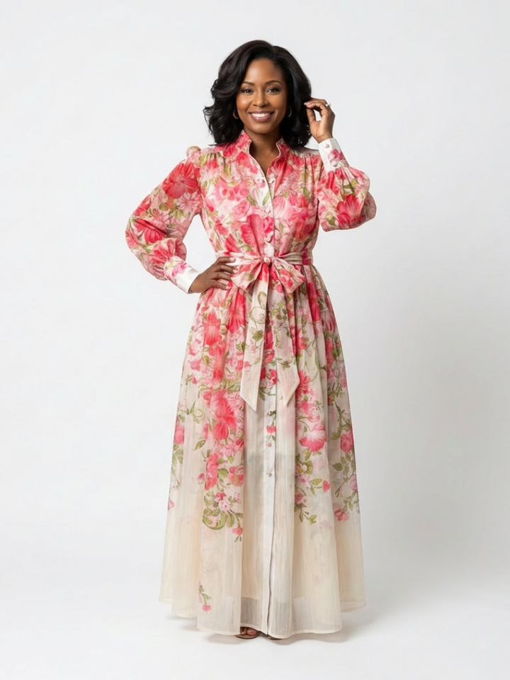 Cressida - Florales Maxikleid mit langen Ärmeln