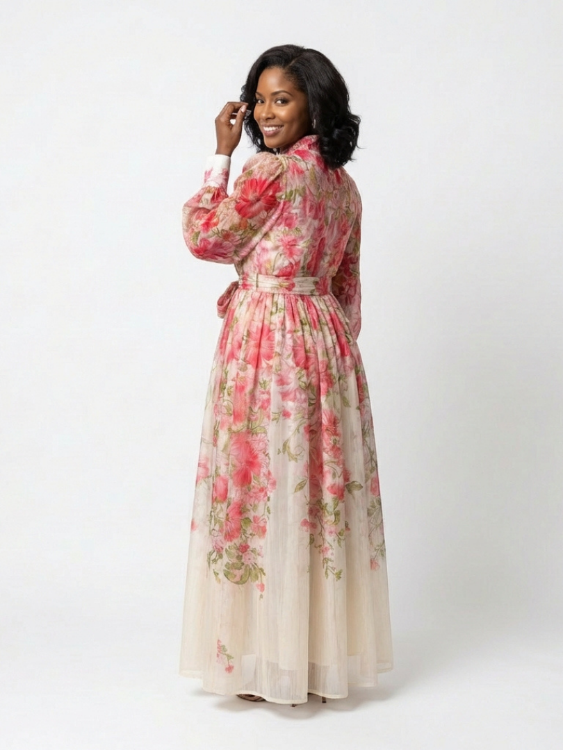 Cressida - Florales Maxikleid mit langen Ärmeln