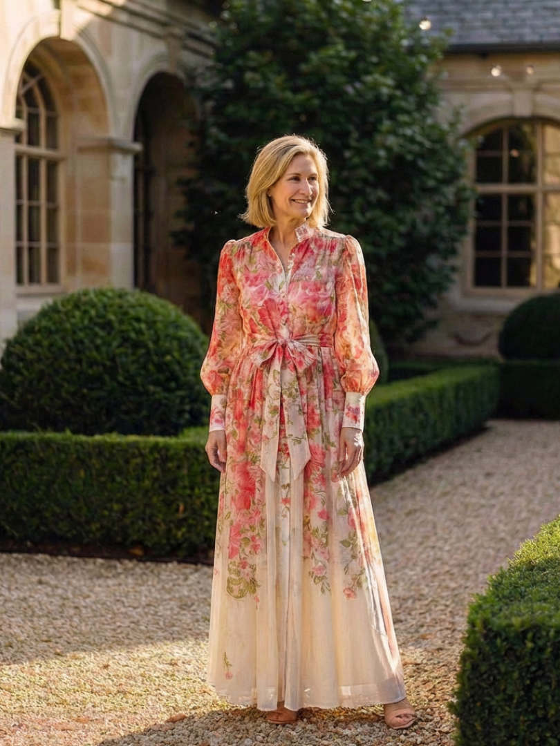 Cressida - Florales Maxikleid mit langen Ärmeln