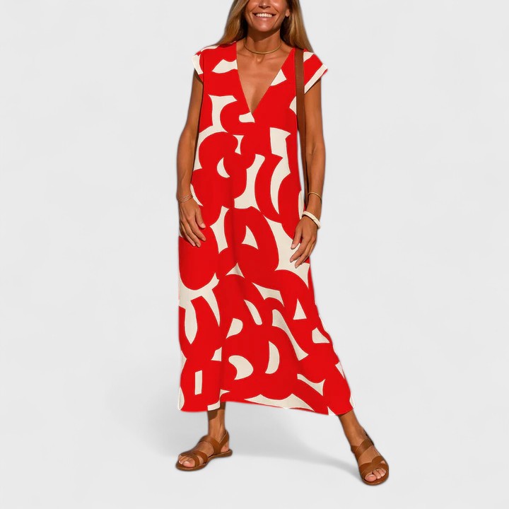 Hoffnung - Fliessendes V-Ausschnitt Kleid