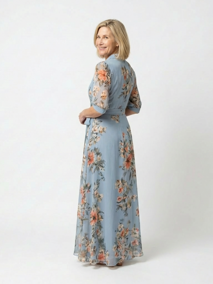 Elowen - Florales Wickel-V-Ausschnitt Maxikleid
