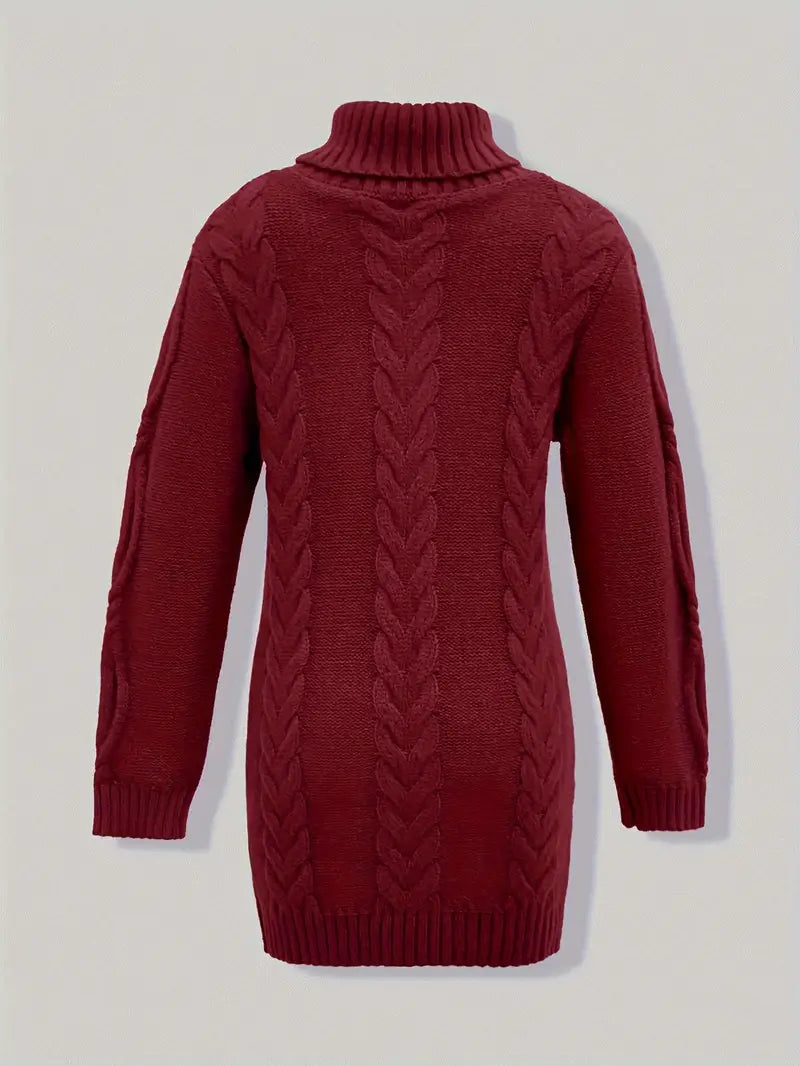 Wendeline | Damen Langarm Rollkragenpullover mit Zopfmuster