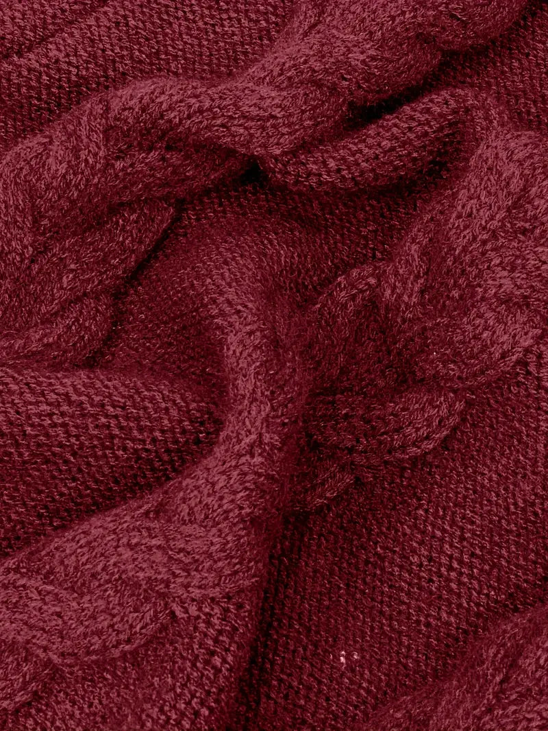 Wendeline | Damen Langarm Rollkragenpullover mit Zopfmuster