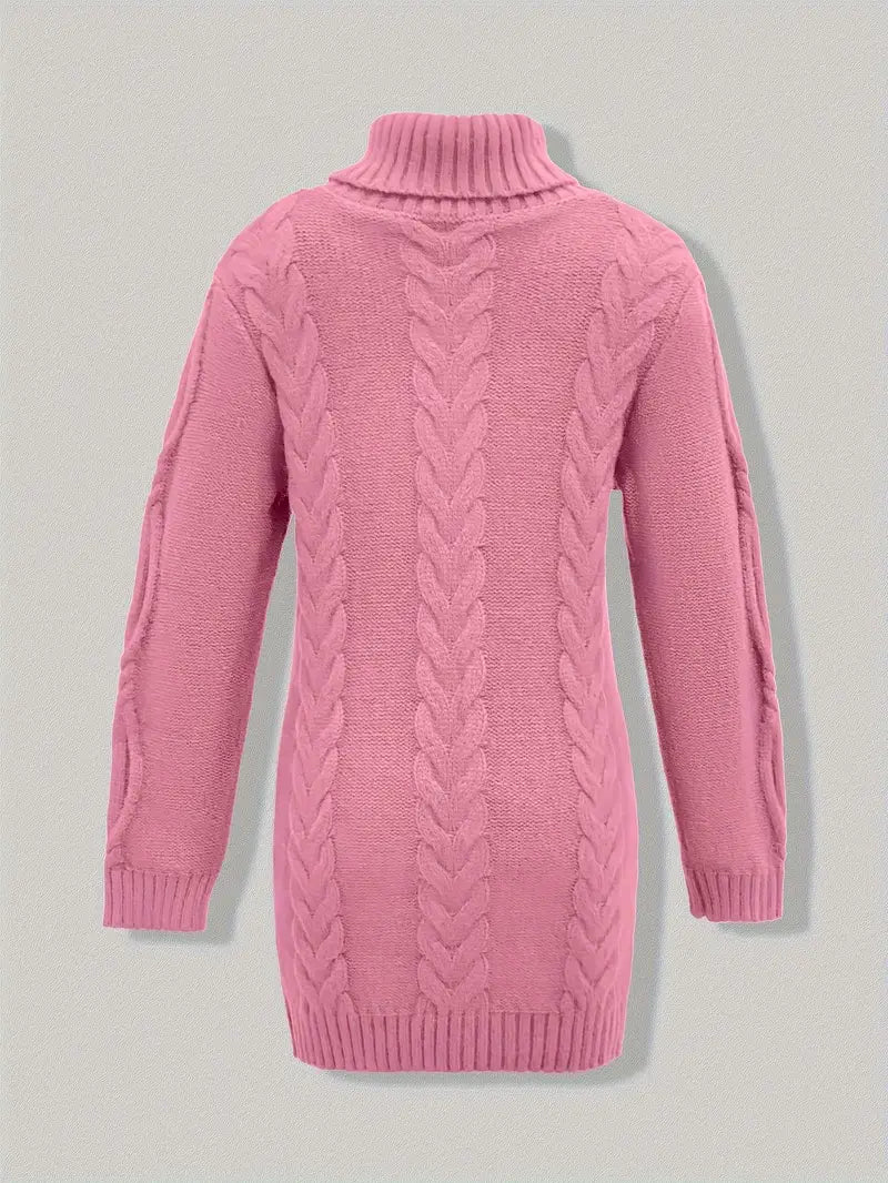 Wendeline | Damen Langarm Rollkragenpullover mit Zopfmuster
