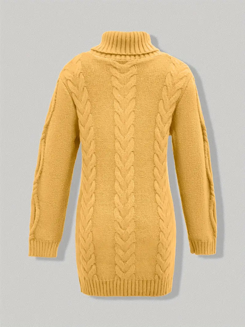 Wendeline | Damen Langarm Rollkragenpullover mit Zopfmuster
