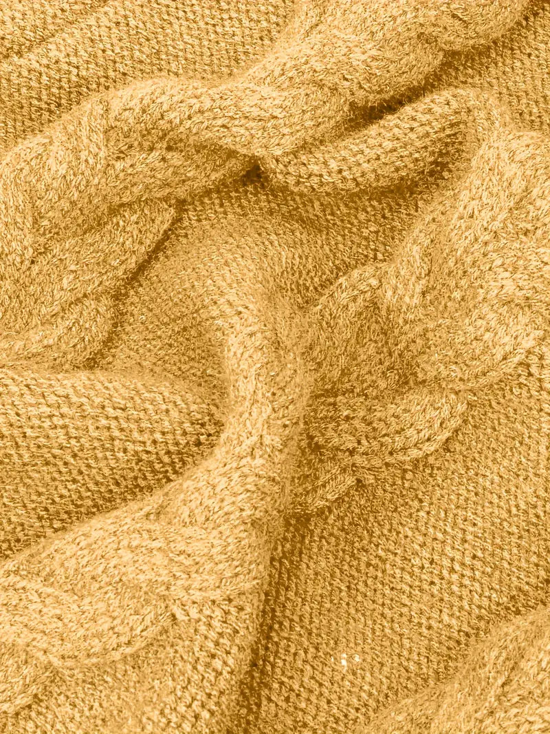 Wendeline | Damen Langarm Rollkragenpullover mit Zopfmuster