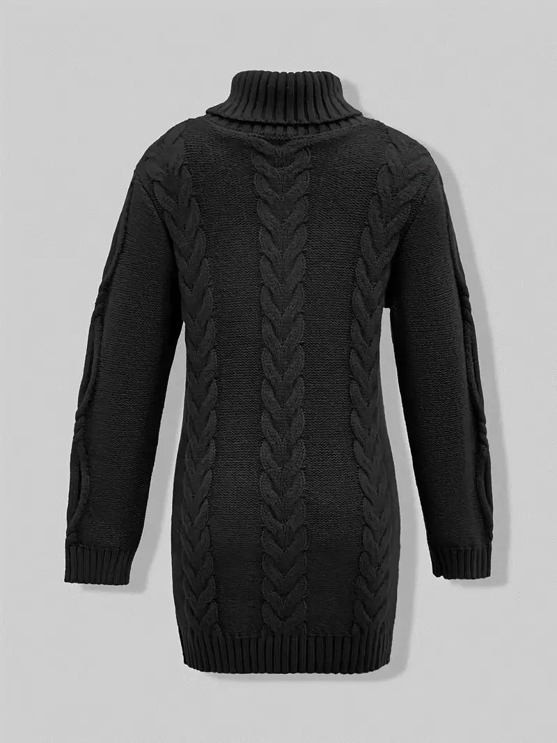 Wendeline | Damen Langarm Rollkragenpullover mit Zopfmuster