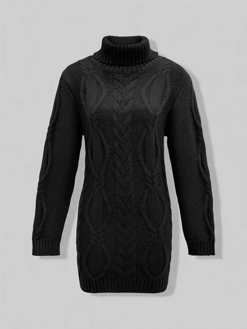 Wendeline | Damen Langarm Rollkragenpullover mit Zopfmuster