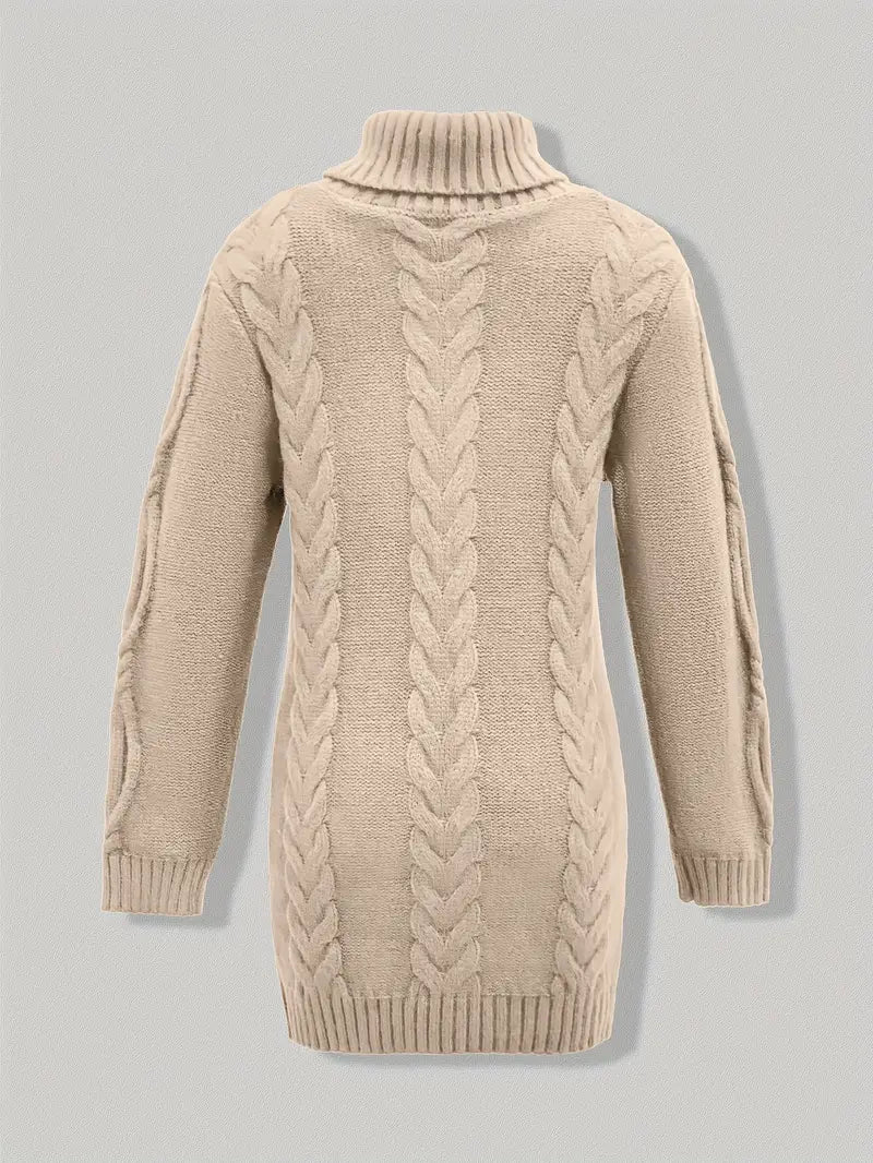 Wendeline | Damen Langarm Rollkragenpullover mit Zopfmuster