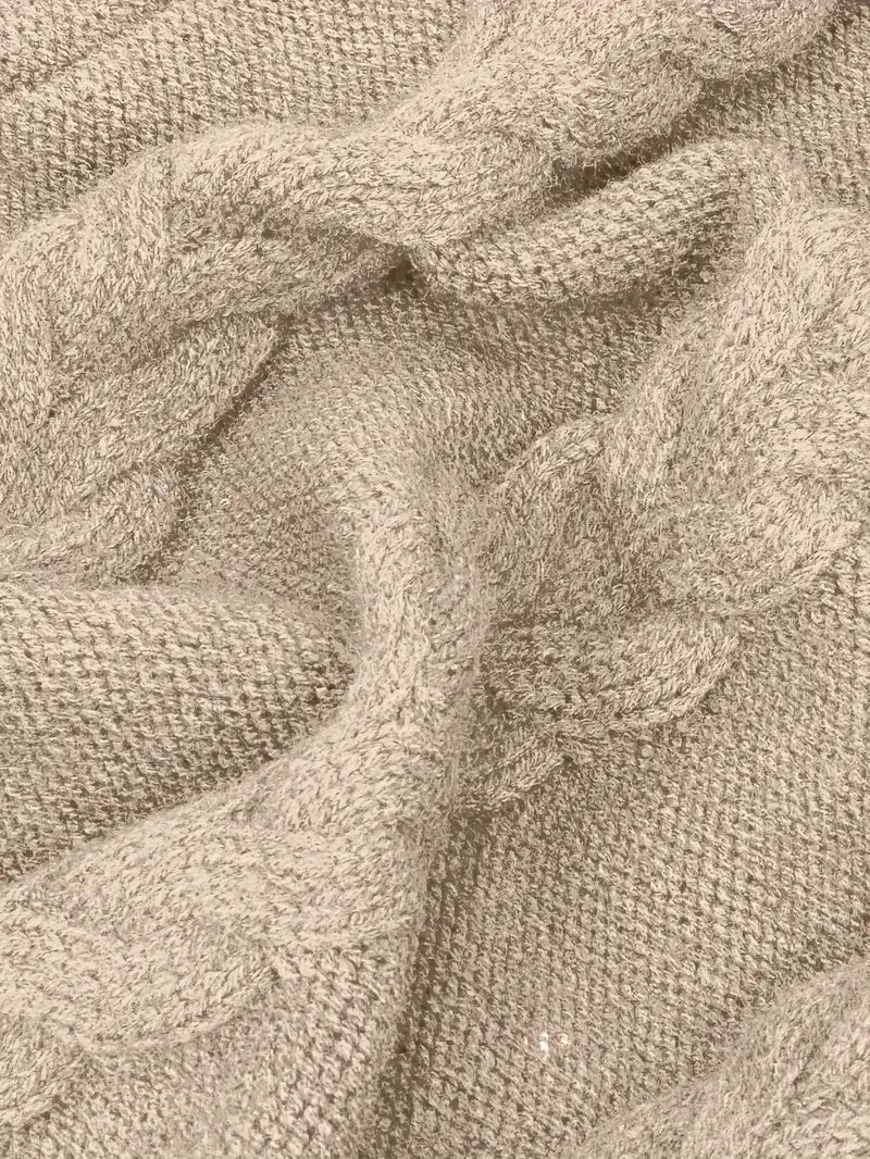 Wendeline | Damen Langarm Rollkragenpullover mit Zopfmuster