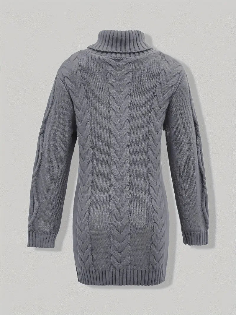 Wendeline | Damen Langarm Rollkragenpullover mit Zopfmuster