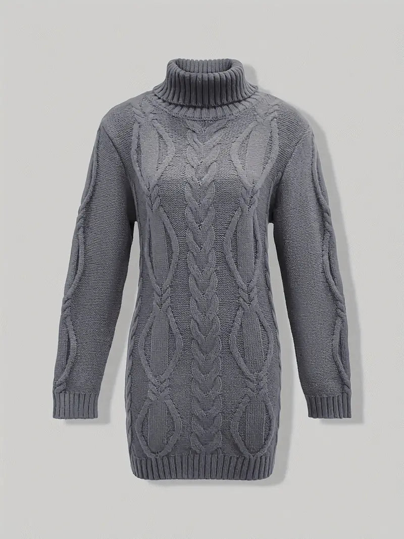 Wendeline | Damen Langarm Rollkragenpullover mit Zopfmuster