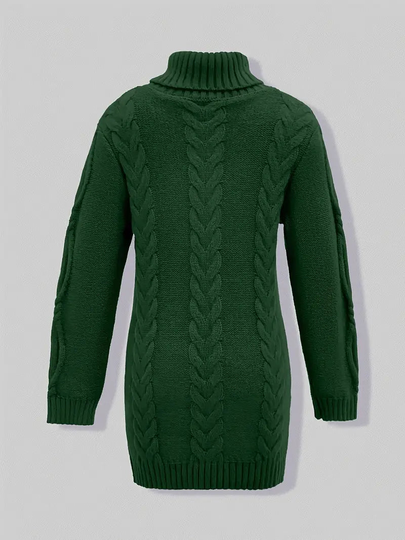 Wendeline | Damen Langarm Rollkragenpullover mit Zopfmuster
