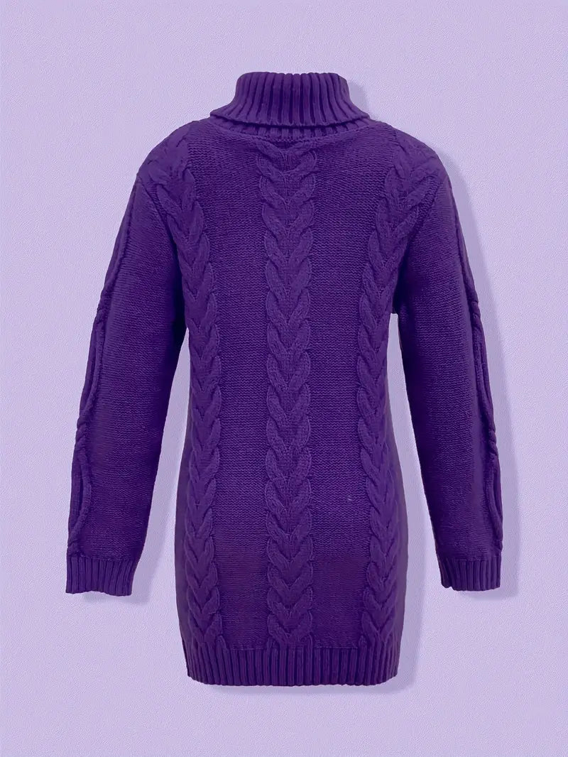 Wendeline | Damen Langarm Rollkragenpullover mit Zopfmuster
