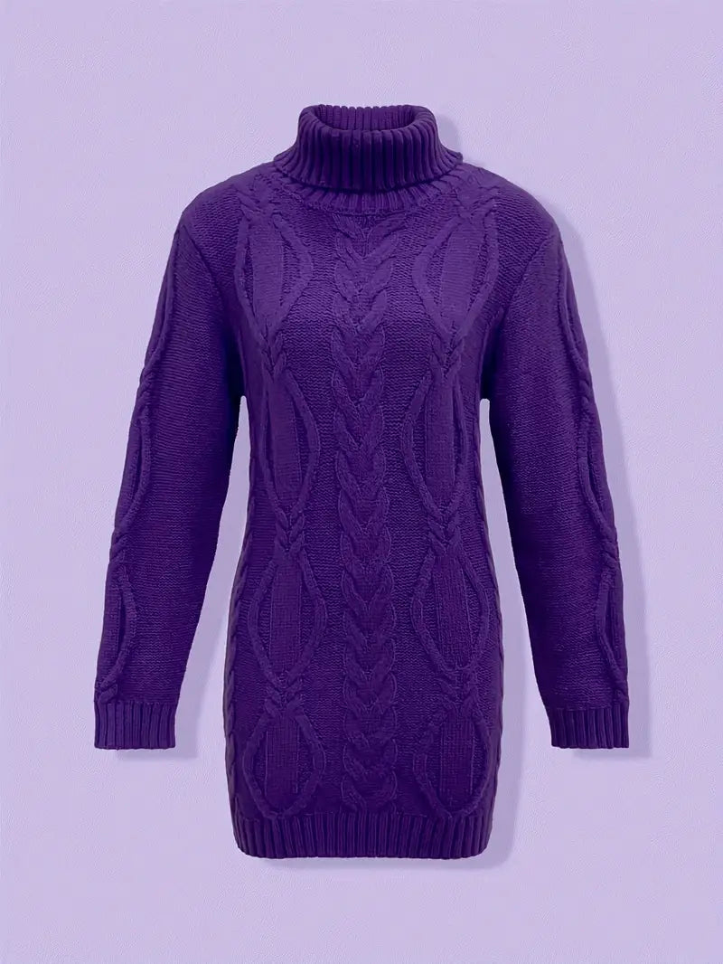 Wendeline | Damen Langarm Rollkragenpullover mit Zopfmuster