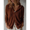 Wiberna | Damen Strickjacke mit Kapuze und Knopfleiste