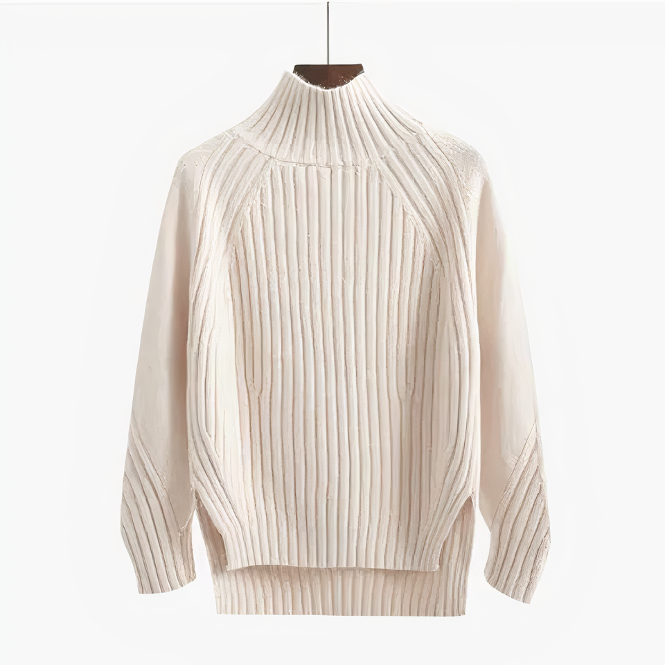 Wibula | Damen Stehkragen-Pullover aus Rippenstrick