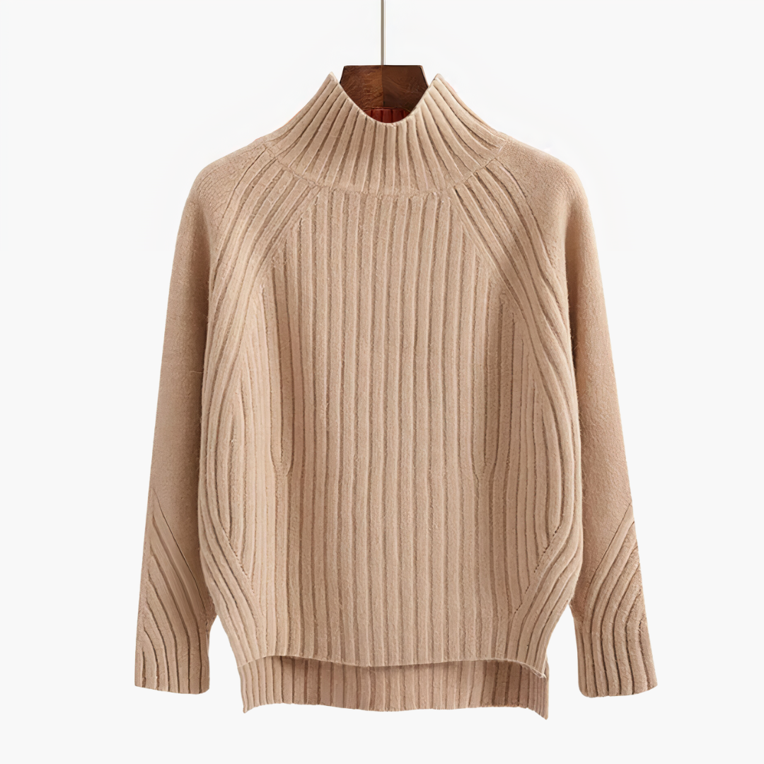 Wibula | Damen Stehkragen-Pullover aus Rippenstrick