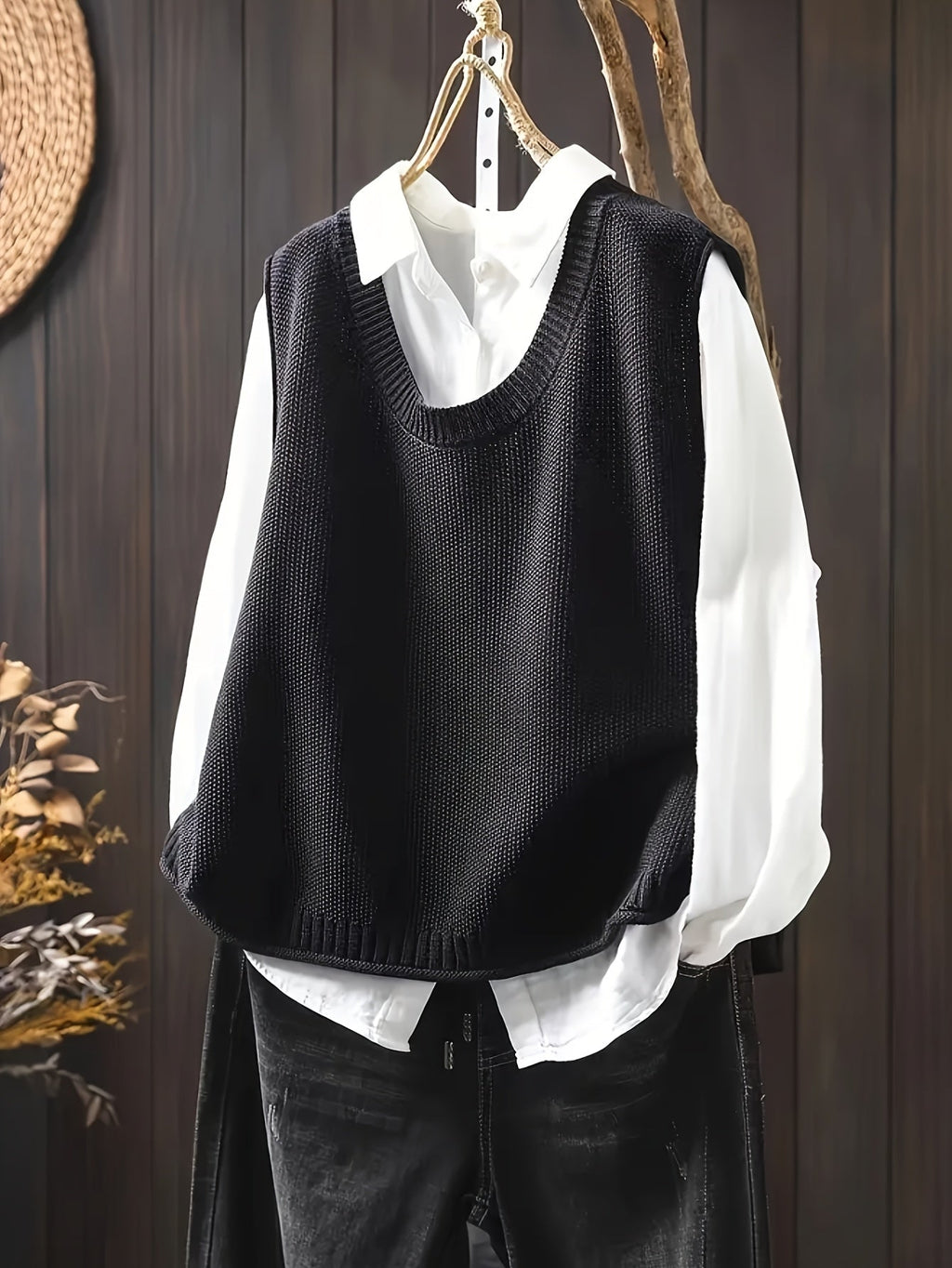 Wulfhilde | Damen Oversized Rundhals Strickweste