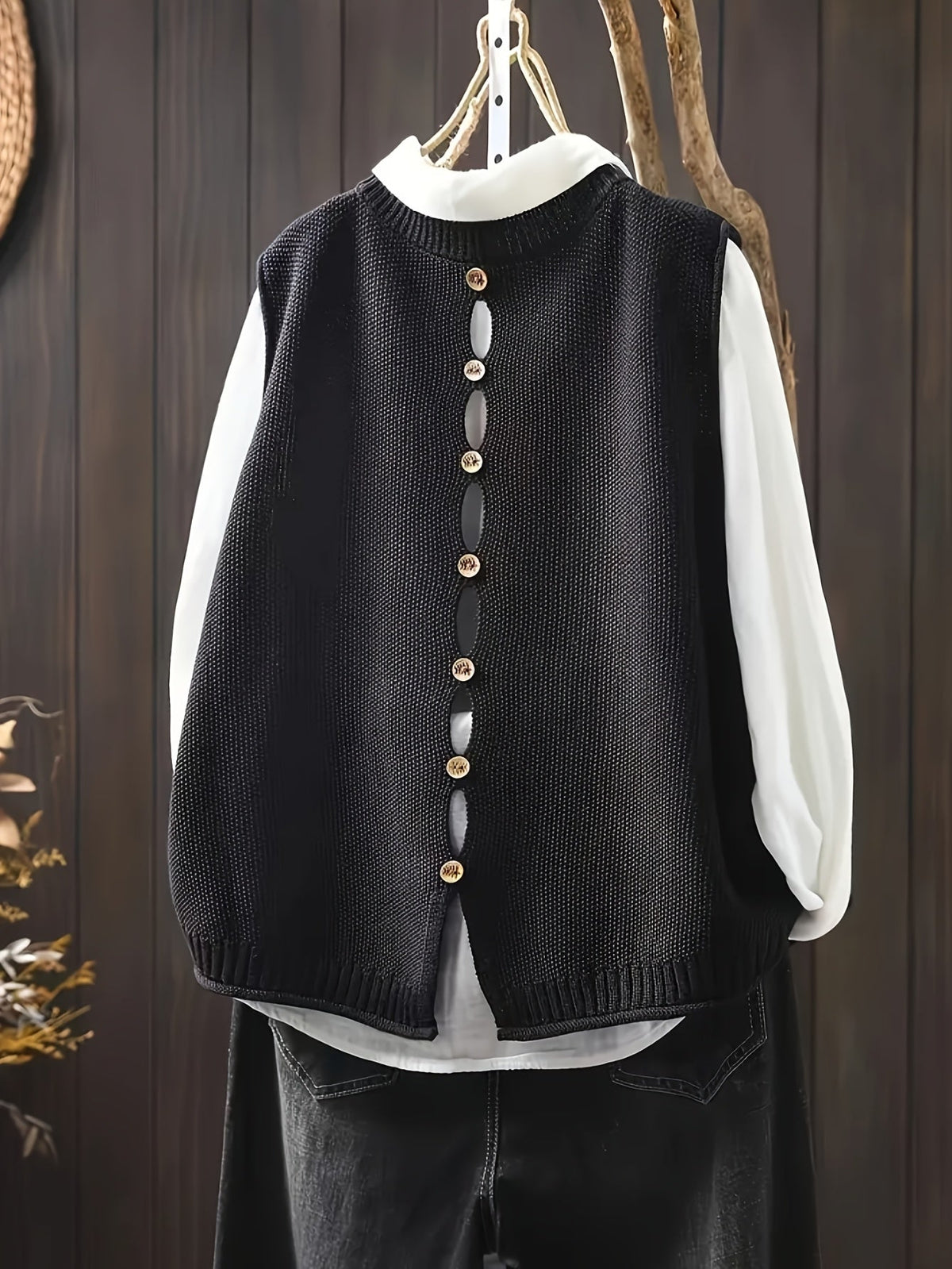 Wulfhilde | Damen Oversized Rundhals Strickweste