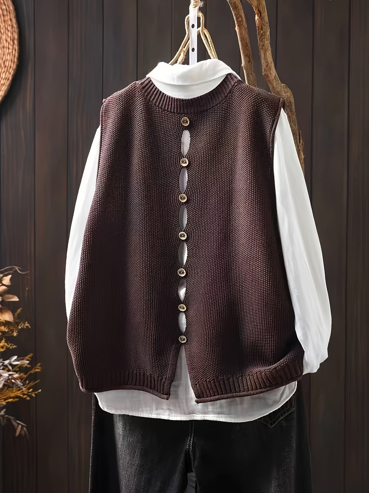 Wulfhilde | Damen Oversized Rundhals Strickweste