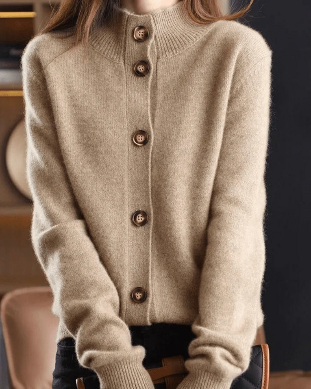 Wulfine | Damen Strickjacke mit Knopfverschluss