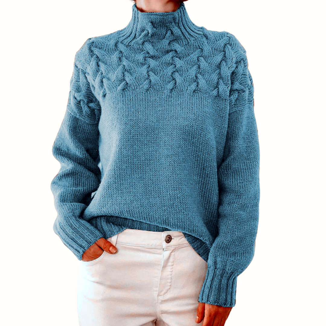 Wulfrun | Damen Rollkragenpullover mit Zopfmuster